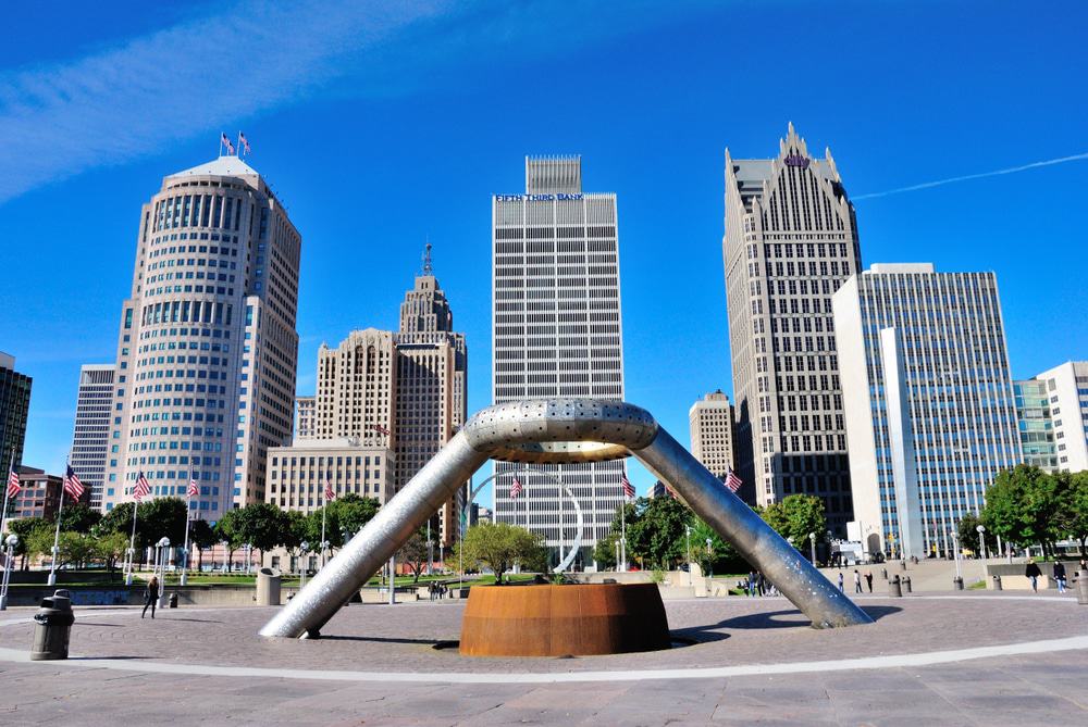 Hart Plaza en el centro de Detroit,