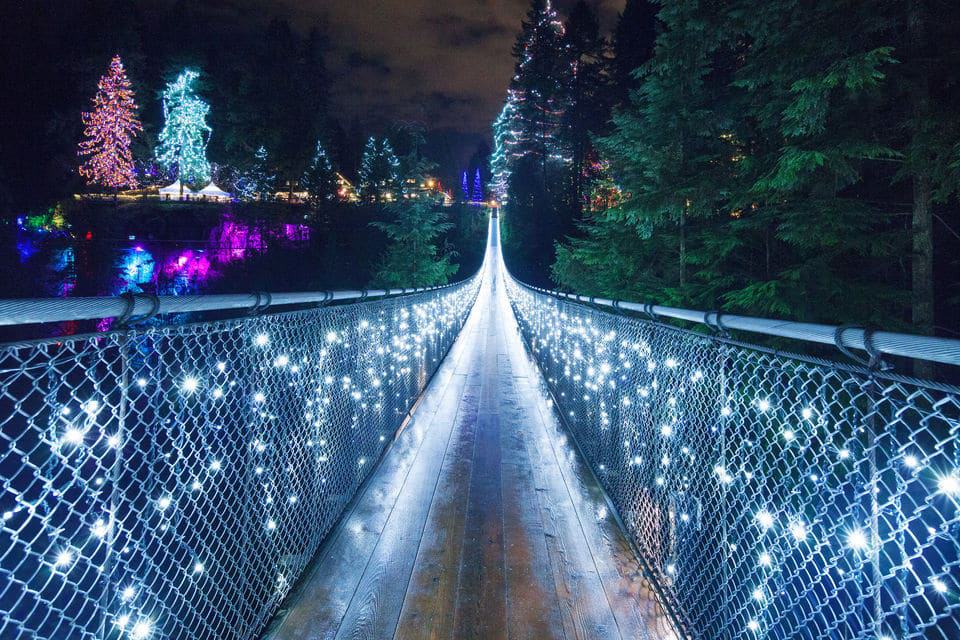 Luces del cañón del puente colgante de Vancouver y Capilano