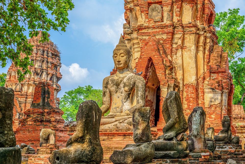 en el templo de Mahathat, Ayutthaya